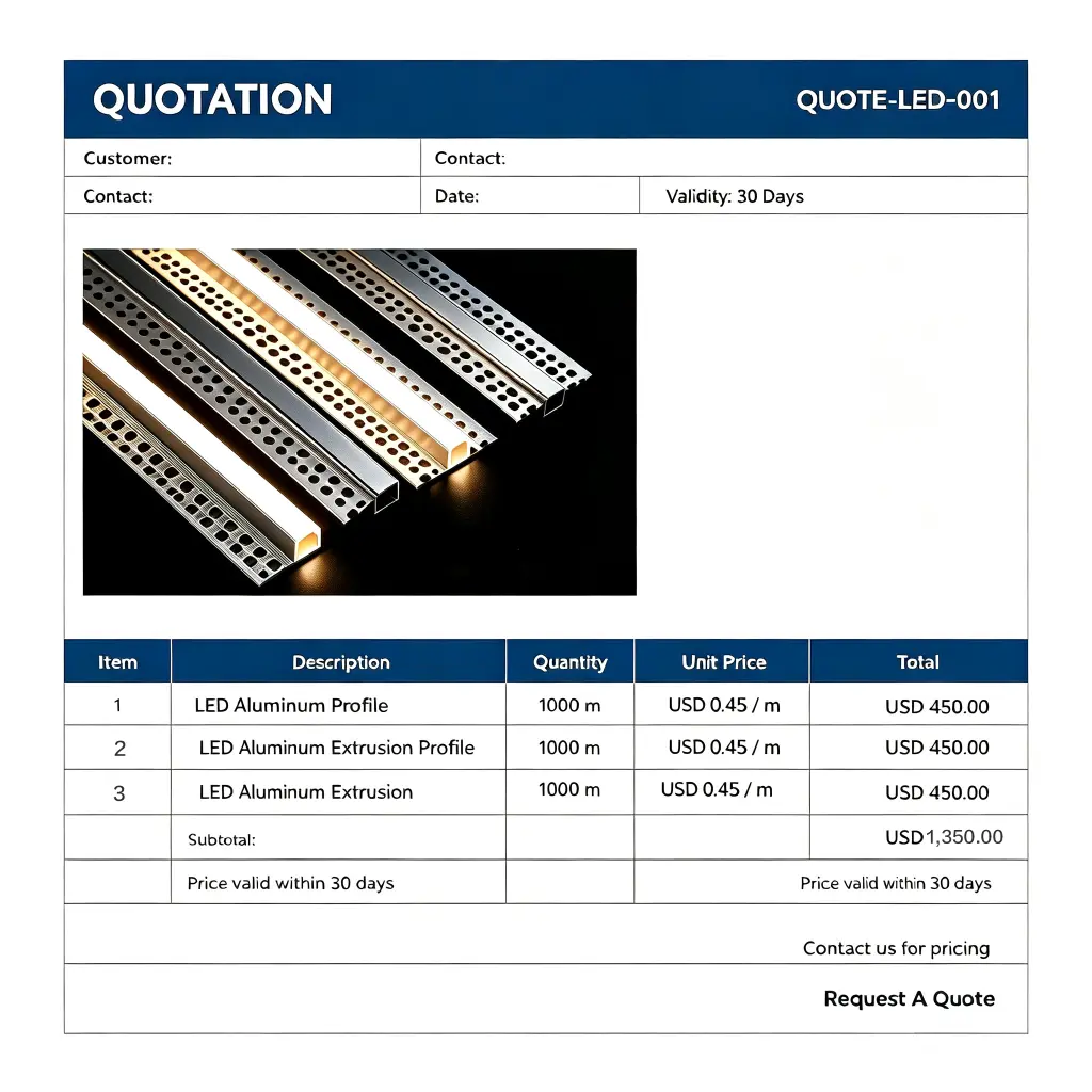 Quotation Form LED Aluminum Profile