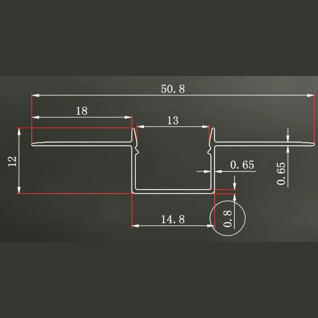 15x13mm LSH bendable LED aluminum profile cross section
