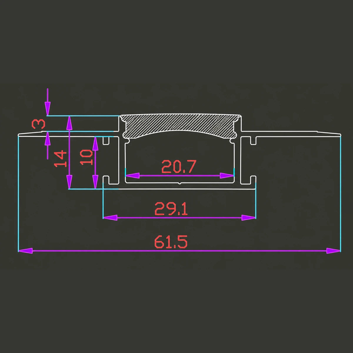 20x18mm LSH bendable LED aluminum profile cross section