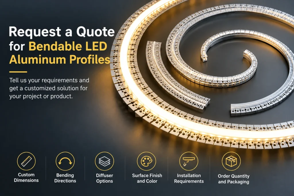 Custom Bendable LED Aluminum Profiles with Curved Designs, Diffuser Options and Installation Solutions