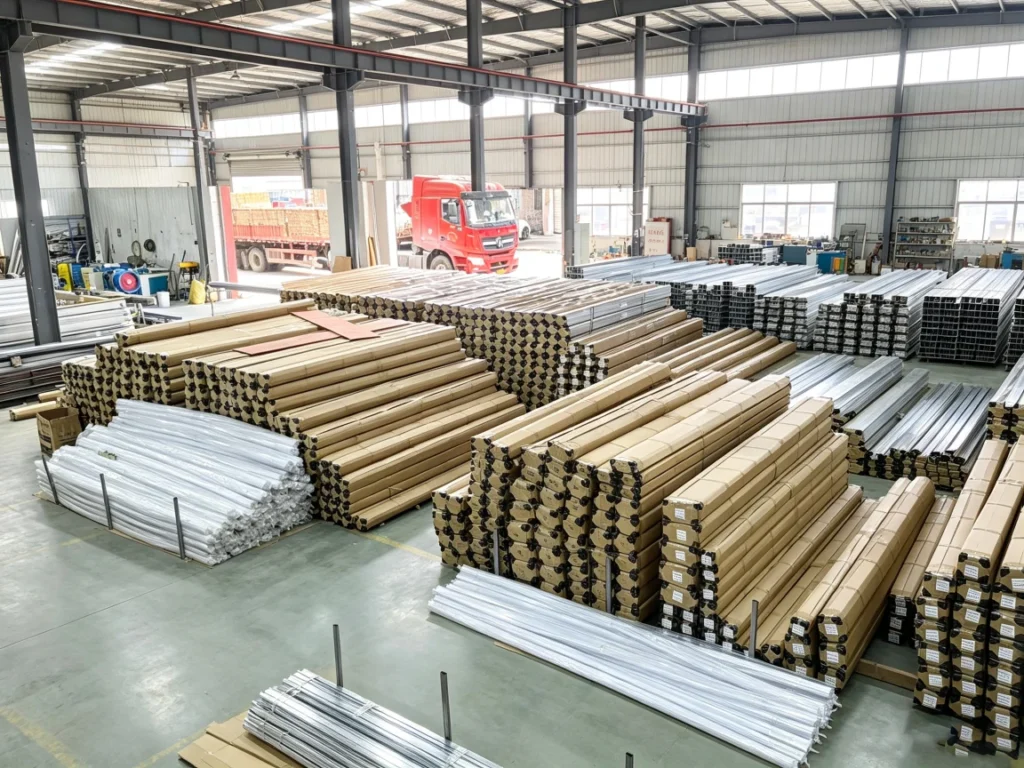 Packed LED aluminum profiles prepared for shipment