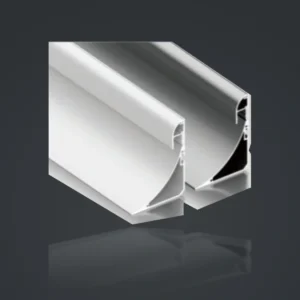 LSH-067 LED Cornice Aluminum Profile – Small Version showing a curved or shaped cornice face with an integrated light chamber