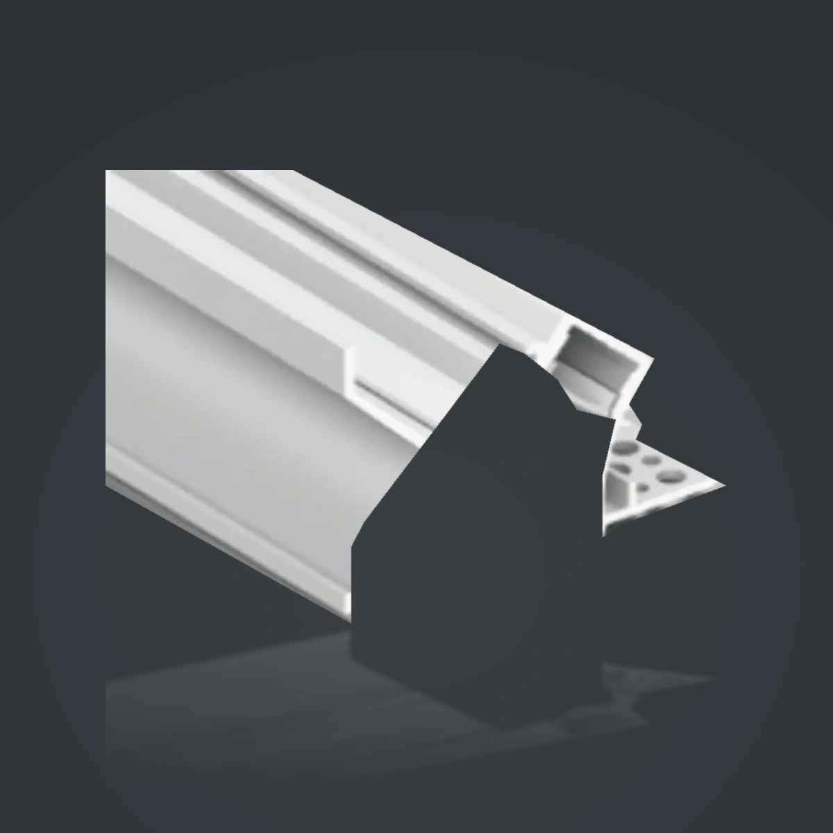 LSH-075 LED Cove Lighting Aluminum Profile showing a shielded light chamber and a shaped architectural face