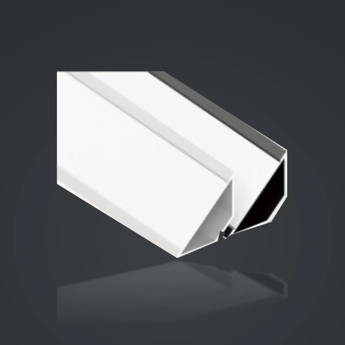 LSH-100 Ceiling Corner LED Aluminum Profile showing an angular corner trim shown with alternative surface colors