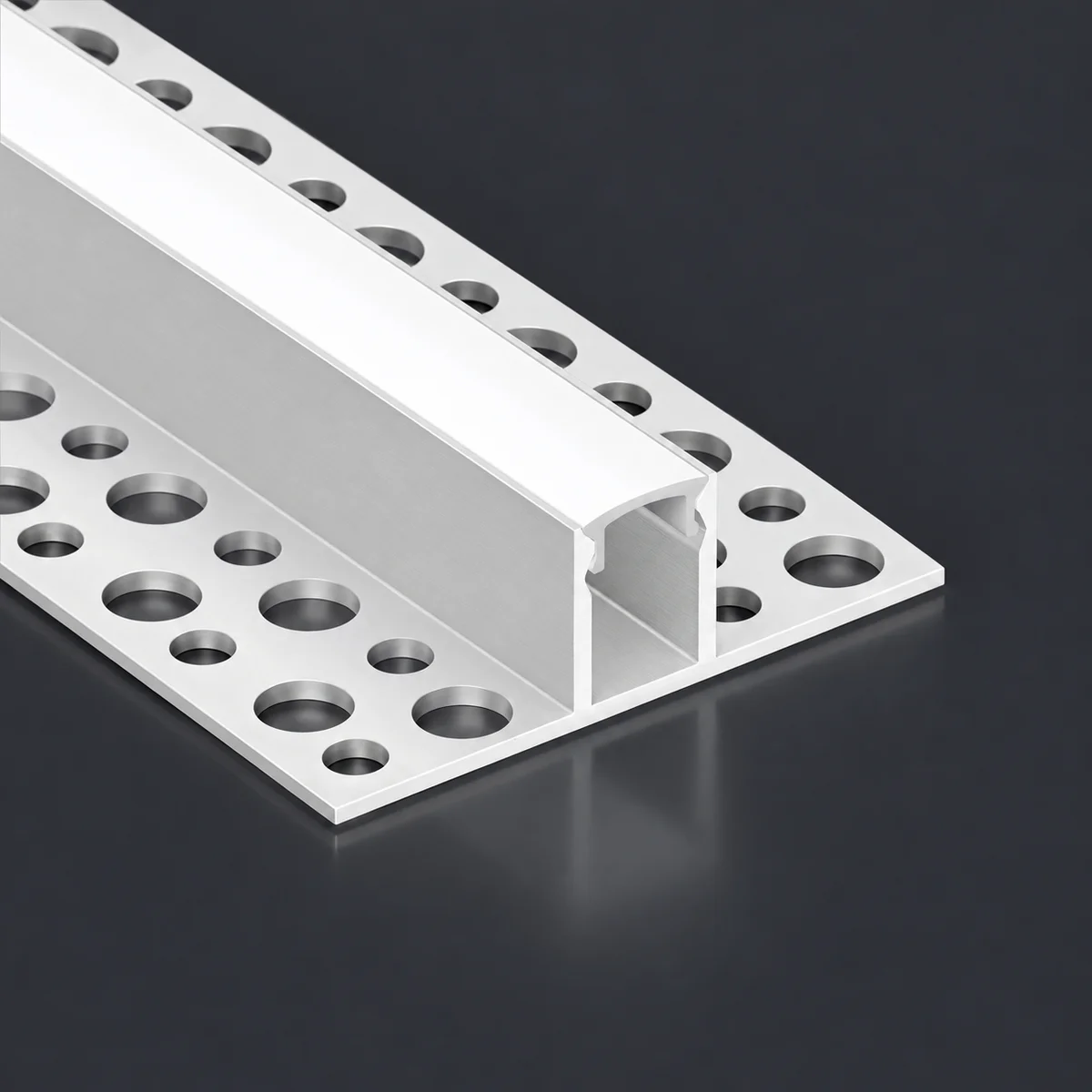 LSH-1013DD double-wing plaster-in LED aluminum channel with perforated fixing flange