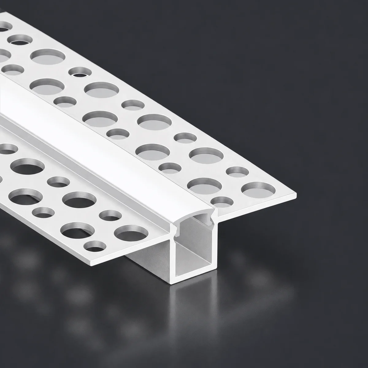 LSH-1013DU double-wing plaster-in LED aluminum channel with perforated fixing flange