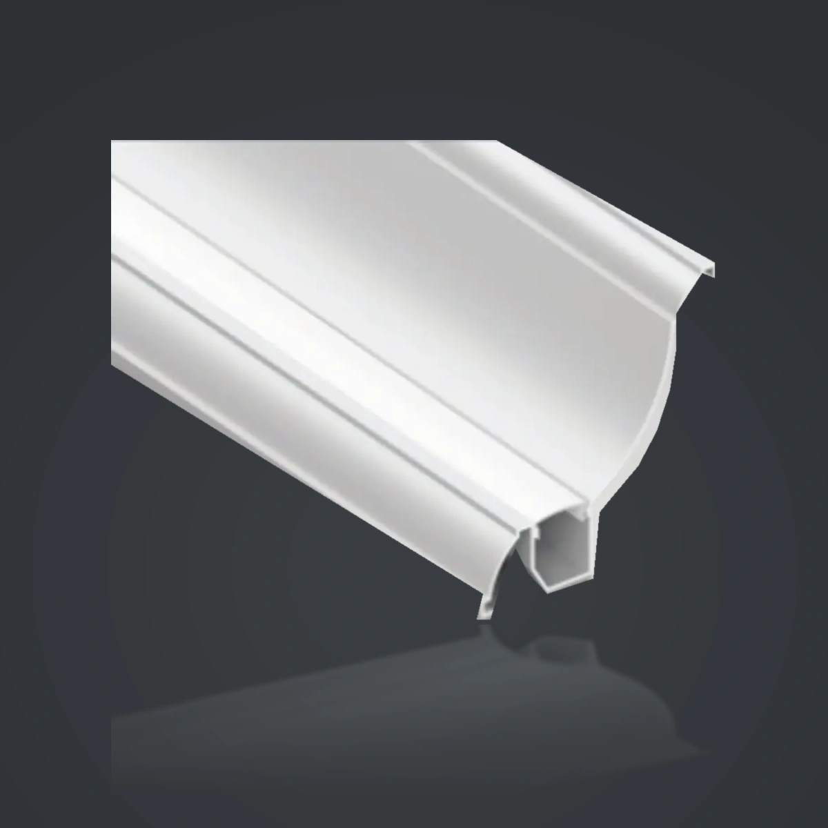 LSH-117 LED Cornice Aluminum Profile showing a curved or shaped cornice face with an integrated light chamber