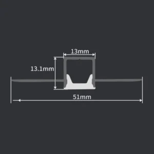 LSH-1311DWA bendable LED aluminum profile cross-section drawing with channel and flange dimensions