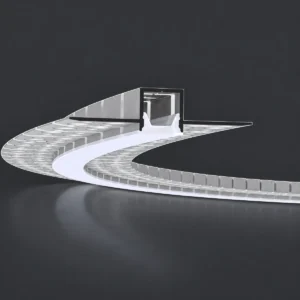 Silver LSH-1311DWA bendable LED aluminum profile, 13×11mm, shown in a curved configuration