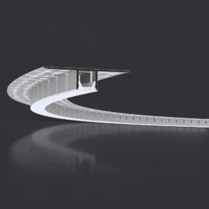 Silver LSH-1311DWB bendable LED aluminum profile, 13×11mm, shown in a curved configuration