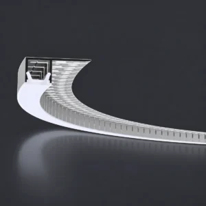 Silver LSH-1311SWR bendable LED aluminum profile, 13×11mm, shown in a curved configuration
