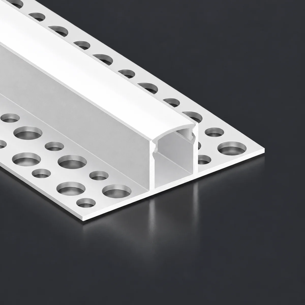 LSH-1313DD double-wing plaster-in LED aluminum channel with perforated fixing flange