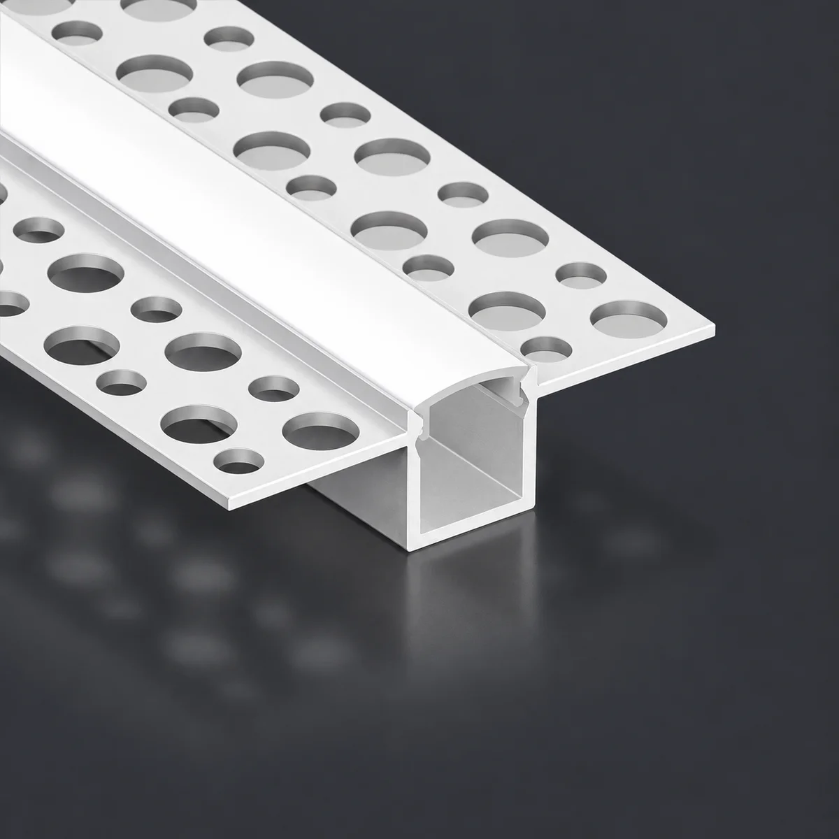 LSH-1313DU double-wing plaster-in LED aluminum channel with perforated fixing flange