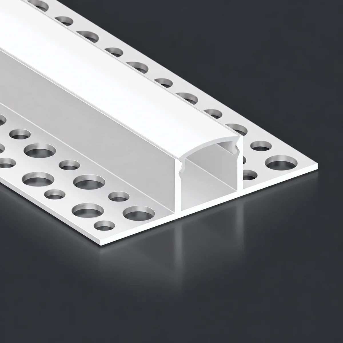 LSH-1513DD double-wing plaster-in LED aluminum channel with perforated fixing flange