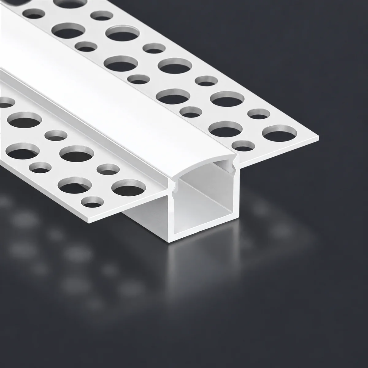 LSH-1513DU double-wing plaster-in LED aluminum channel with perforated fixing flange