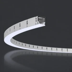 Silver LSH-1513NW bendable LED aluminum profile, 15×13mm, shown in a curved configuration
