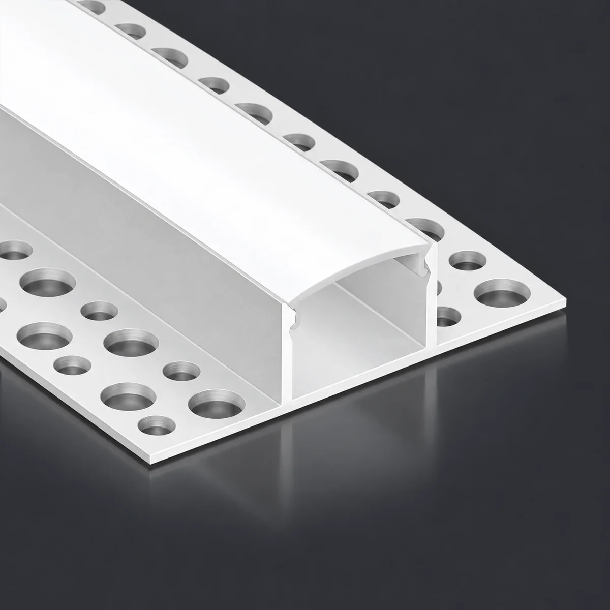 LSH-2013DD double-wing plaster-in LED aluminum channel with perforated fixing flange