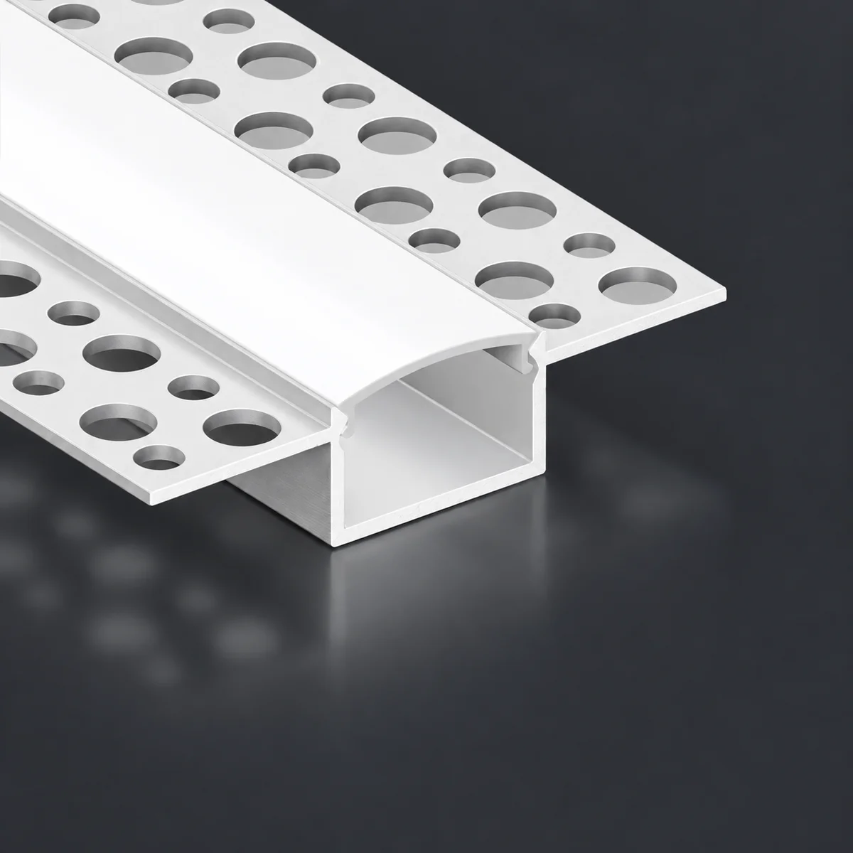 LSH-2013DU double-wing plaster-in LED aluminum channel with perforated fixing flange