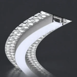 Silver LSH-2018DW bendable LED aluminum profile, 20×18mm, shown in a curved configuration