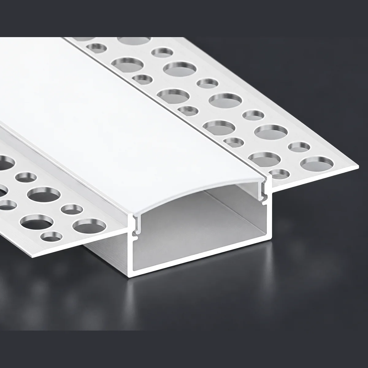 LSH-3013DU double-wing plaster-in LED aluminum channel with perforated fixing flange