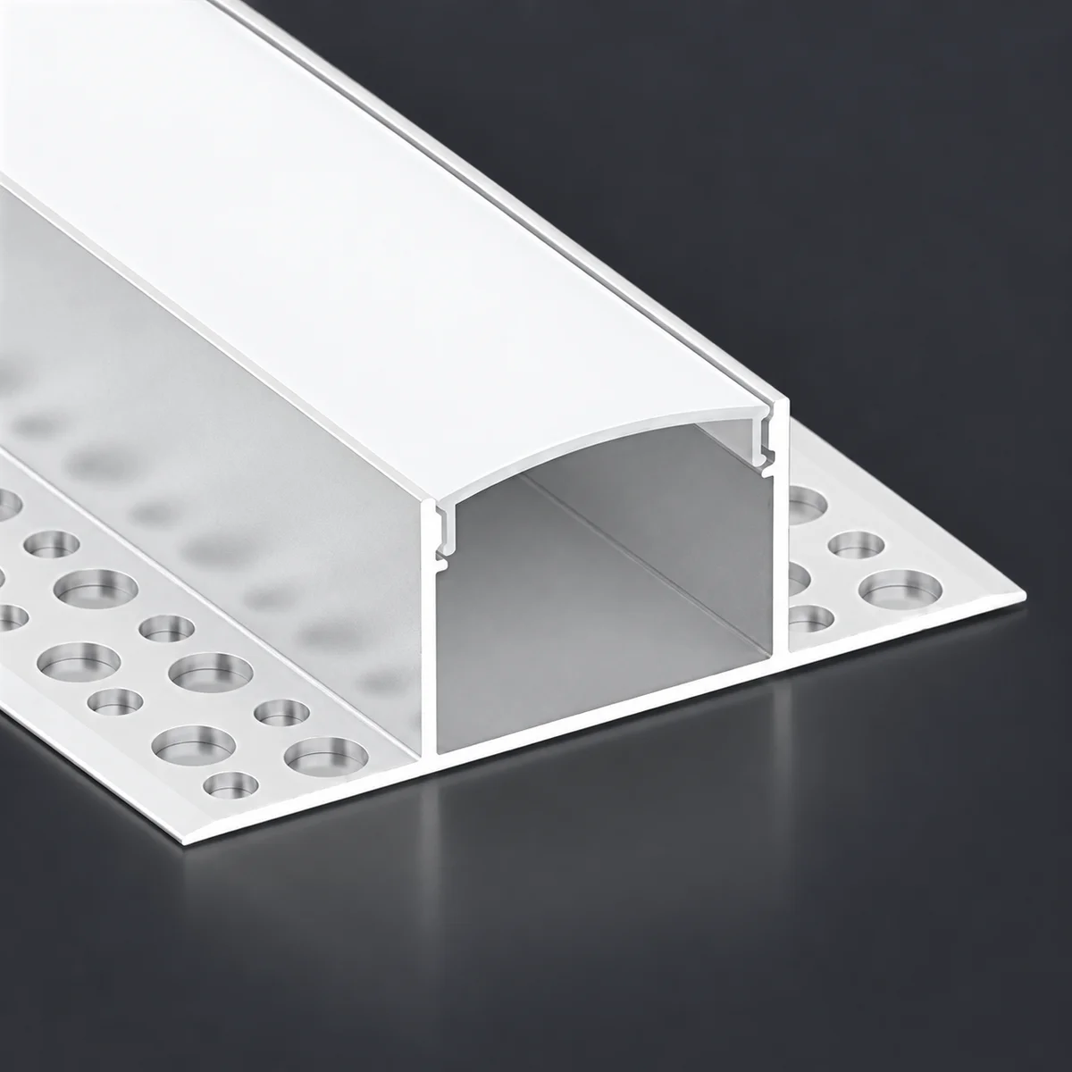 LSH-3020DD double-wing plaster-in LED aluminum channel with perforated fixing flange