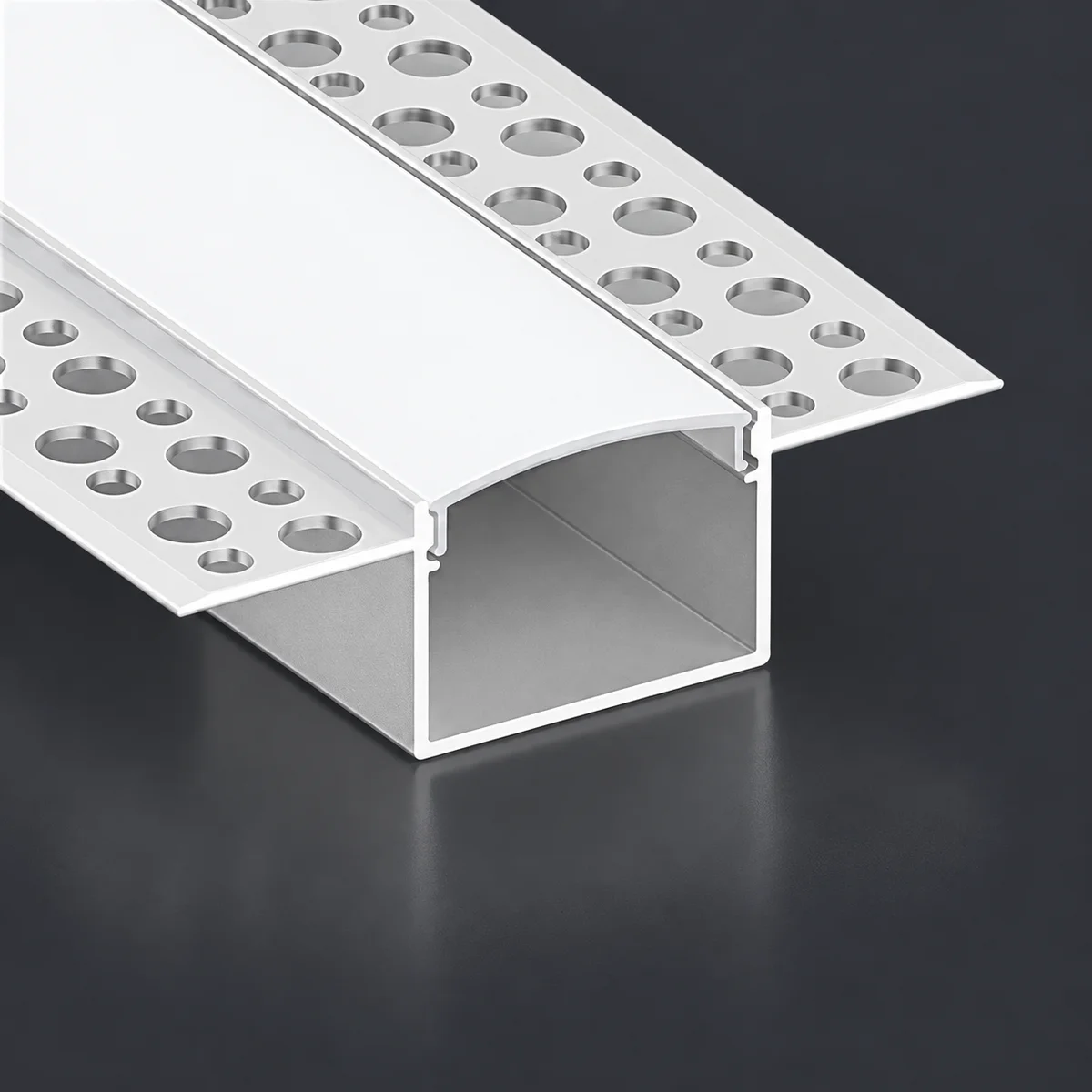LSH-3020DU double-wing plaster-in LED aluminum channel with perforated fixing flange