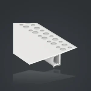 LSH-3814 Ceiling Edge LED Aluminum Profile – Upper-Flange Version showing a straight return with a discrete light chamber
