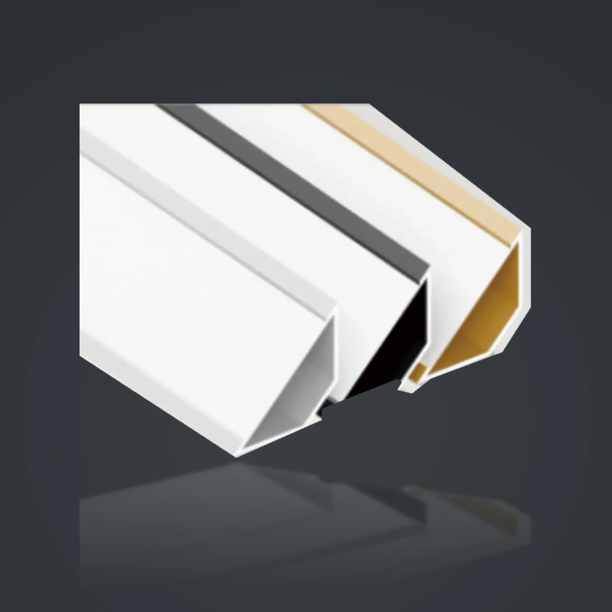 LSH-40 Ceiling Corner LED Aluminum Profile showing an angular corner trim shown with alternative surface colors