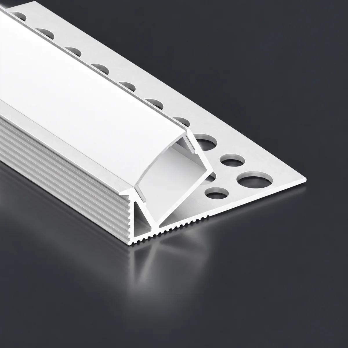 LSH-4018 angled plaster-in LED aluminum channel with perforated fixing flange