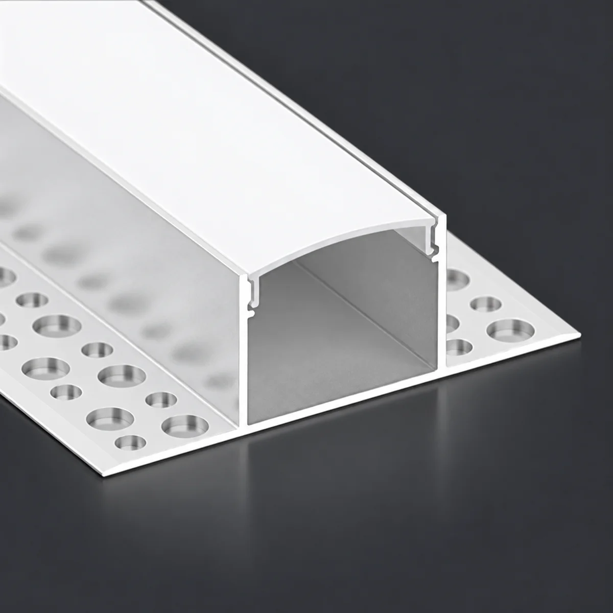 LSH-4020DD double-wing plaster-in LED aluminum channel with perforated fixing flange