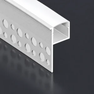 LSH-4320 vertical-wing plaster-in LED aluminum channel with perforated fixing flange