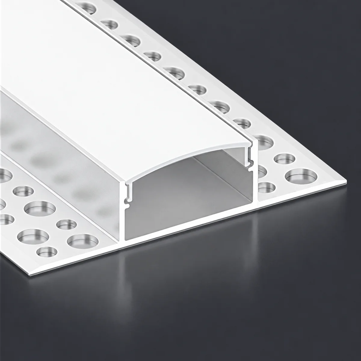 LSH-5013DD double-wing plaster-in LED aluminum channel with perforated fixing flange