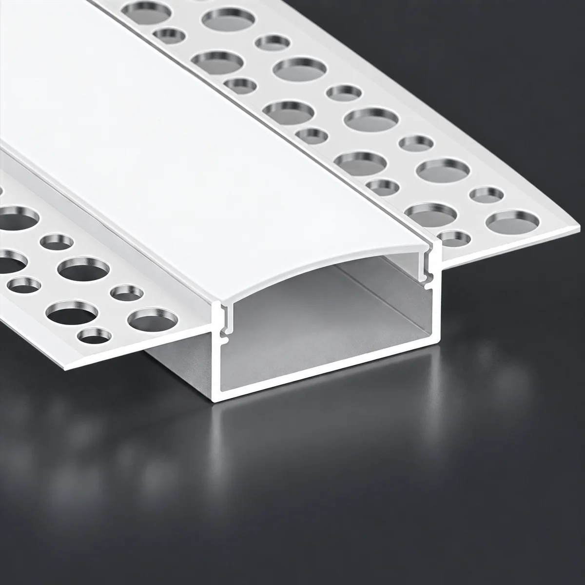 LSH-5013DU double-wing plaster-in LED aluminum channel with perforated fixing flange