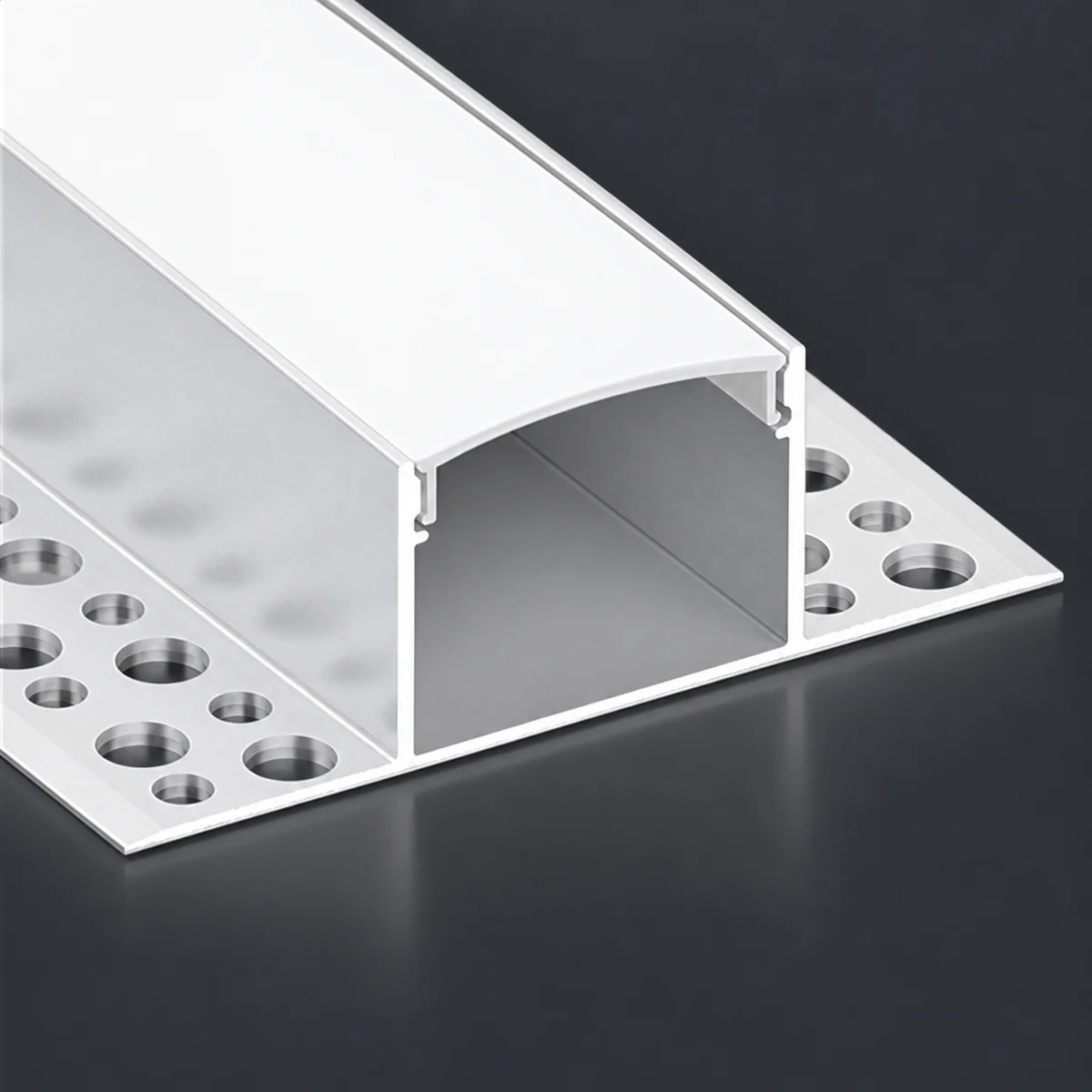 LSH-5020DD double-wing plaster-in LED aluminum channel with perforated fixing flange