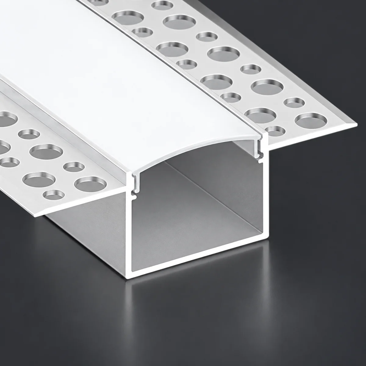 LSH-5020DU double-wing plaster-in LED aluminum channel with perforated fixing flange