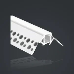 LSH-646 Plaster-in LED Corner Profile showing a corner-shaped section with perforated fixing wings