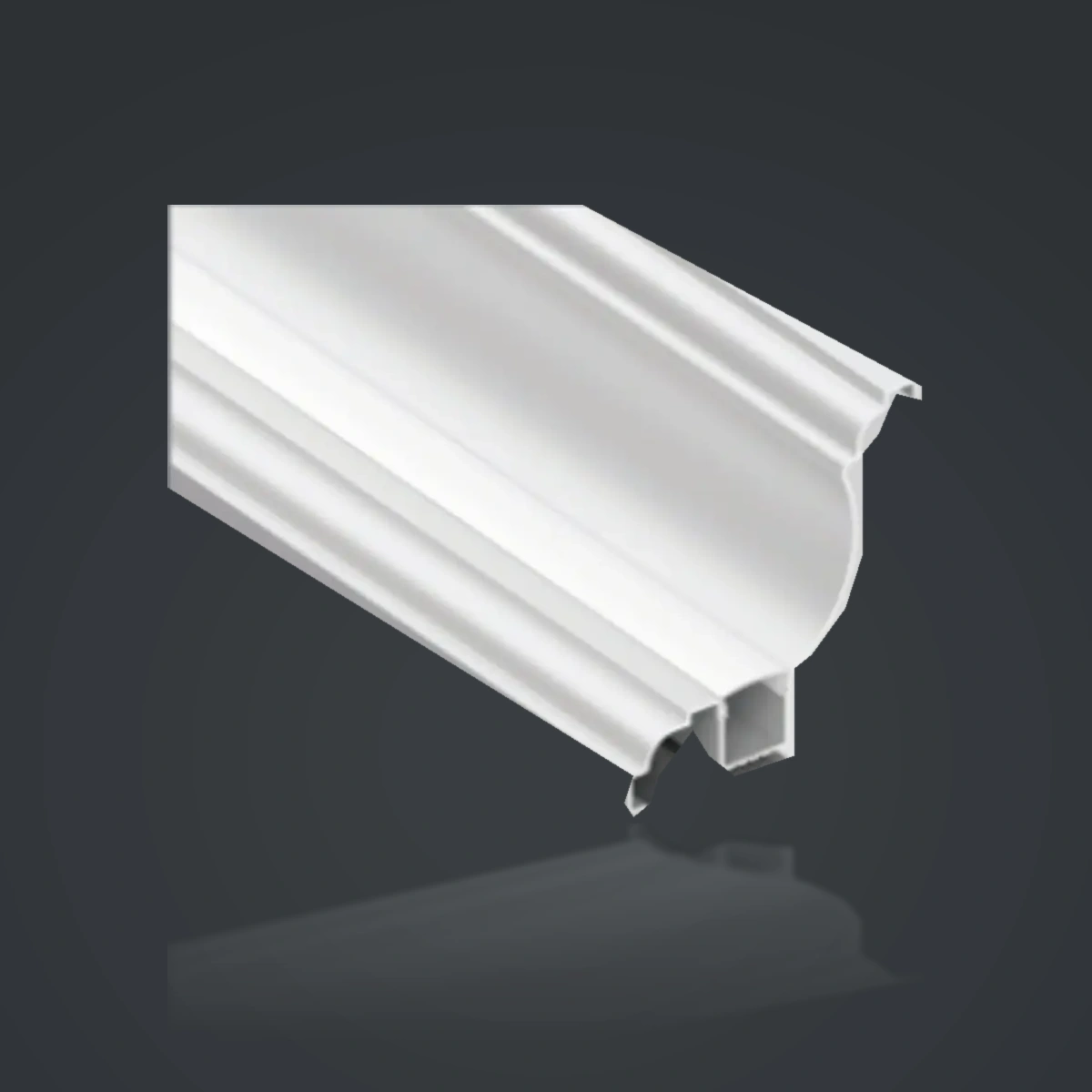 LSH-6565 LED Cornice Aluminum Profile showing a curved or shaped cornice face with an integrated light chamber