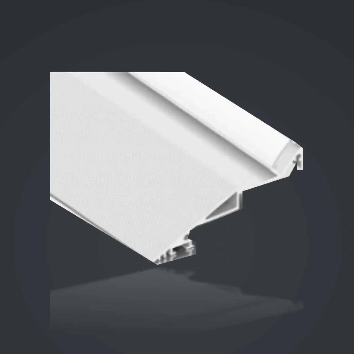 LSH-7532 Angled LED Cove Lighting Profile – Slim-Flange Version showing an angled architectural section with a low-profile light chamber