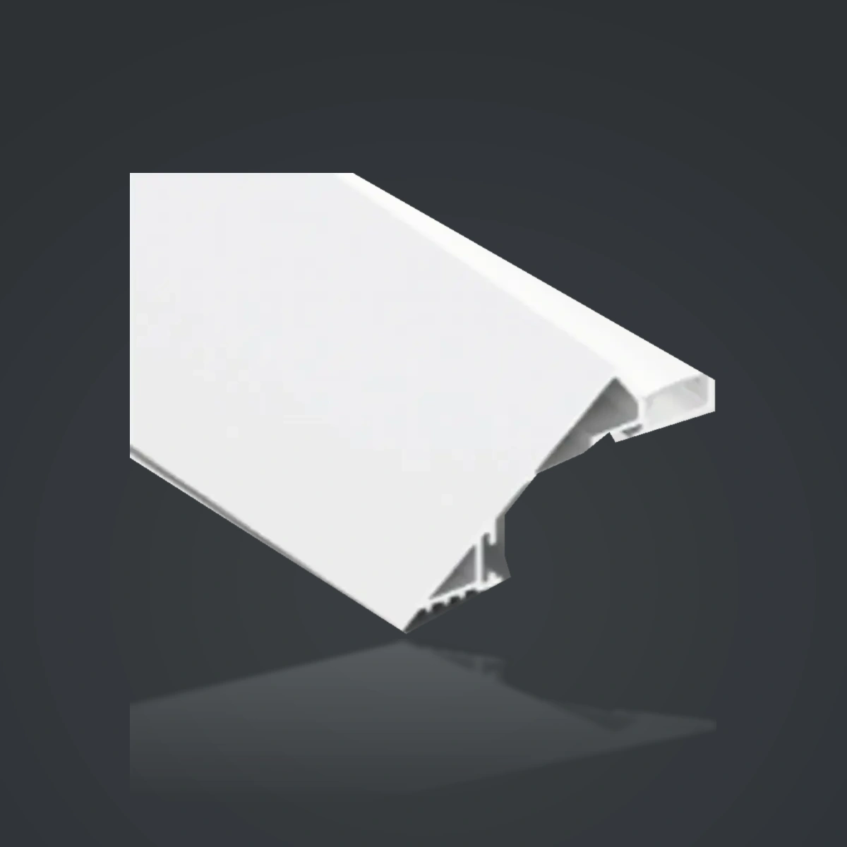 LSH-7537 Angled LED Cove Lighting Profile – Slim-Flange Version showing an angled architectural section with a low-profile light chamber
