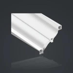 LSH-8080 Dual-Channel LED Cornice Aluminum Profile showing two separate light-chamber positions within one shaped section