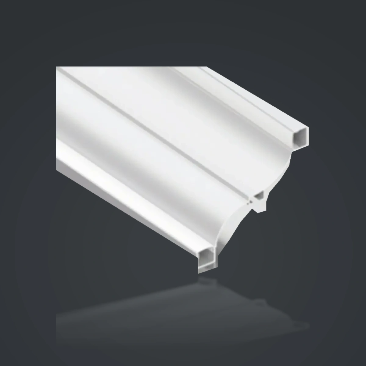 LSH-8080 Dual-Channel LED Cornice Aluminum Profile showing two separate light-chamber positions within one shaped section