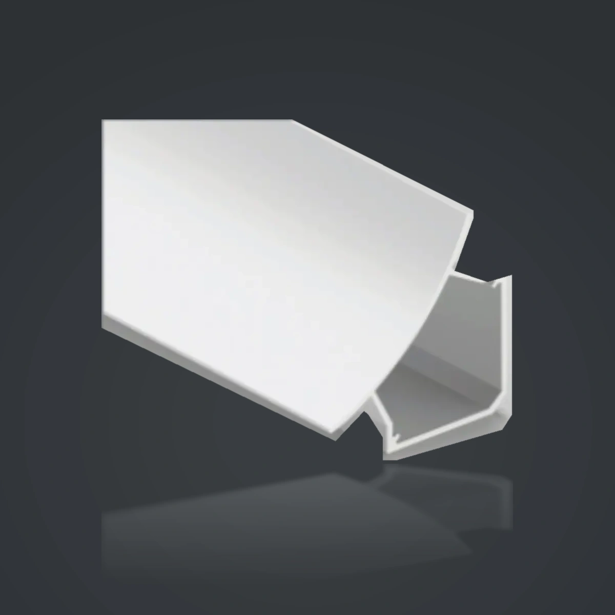 LSH-85x85 LED Cornice Aluminum Profile showing a curved or shaped cornice face with an integrated light chamber
