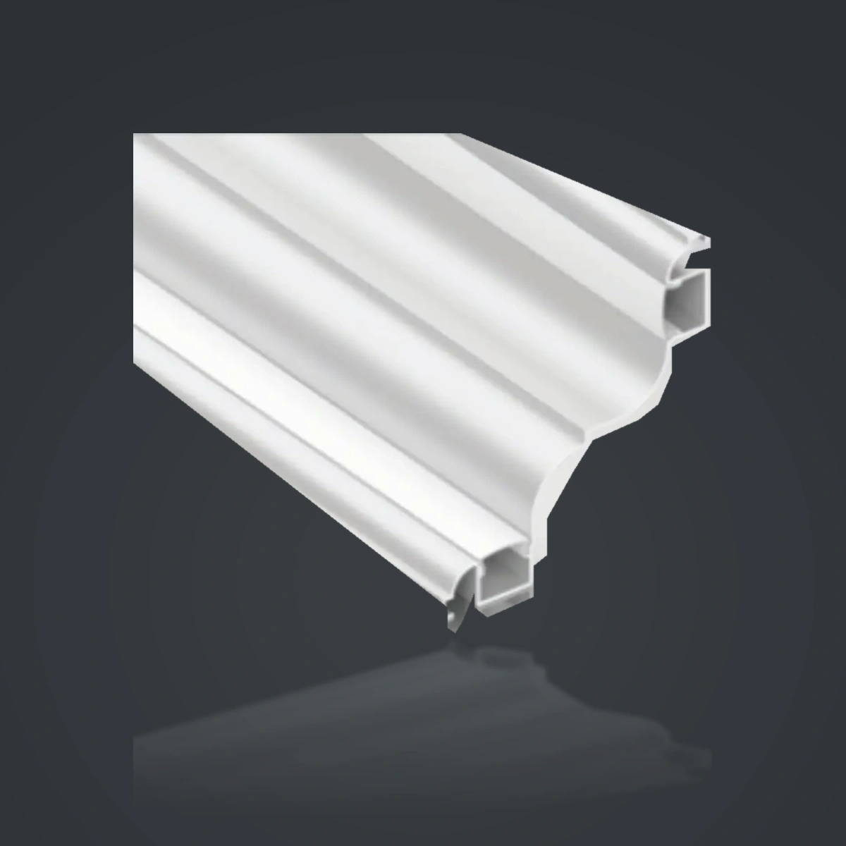 LSH-9090 Dual-Channel LED Cornice Aluminum Profile showing two separate light-chamber positions within one shaped section